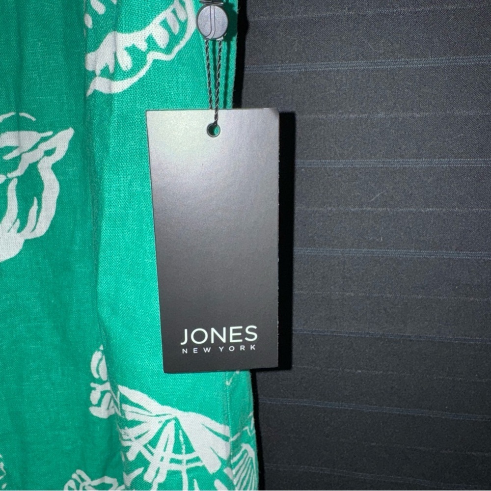 Jones New York Kelly Green Linen Blend Sea Shell Sleeveless Dress XL NWT - Picture 5 of 11